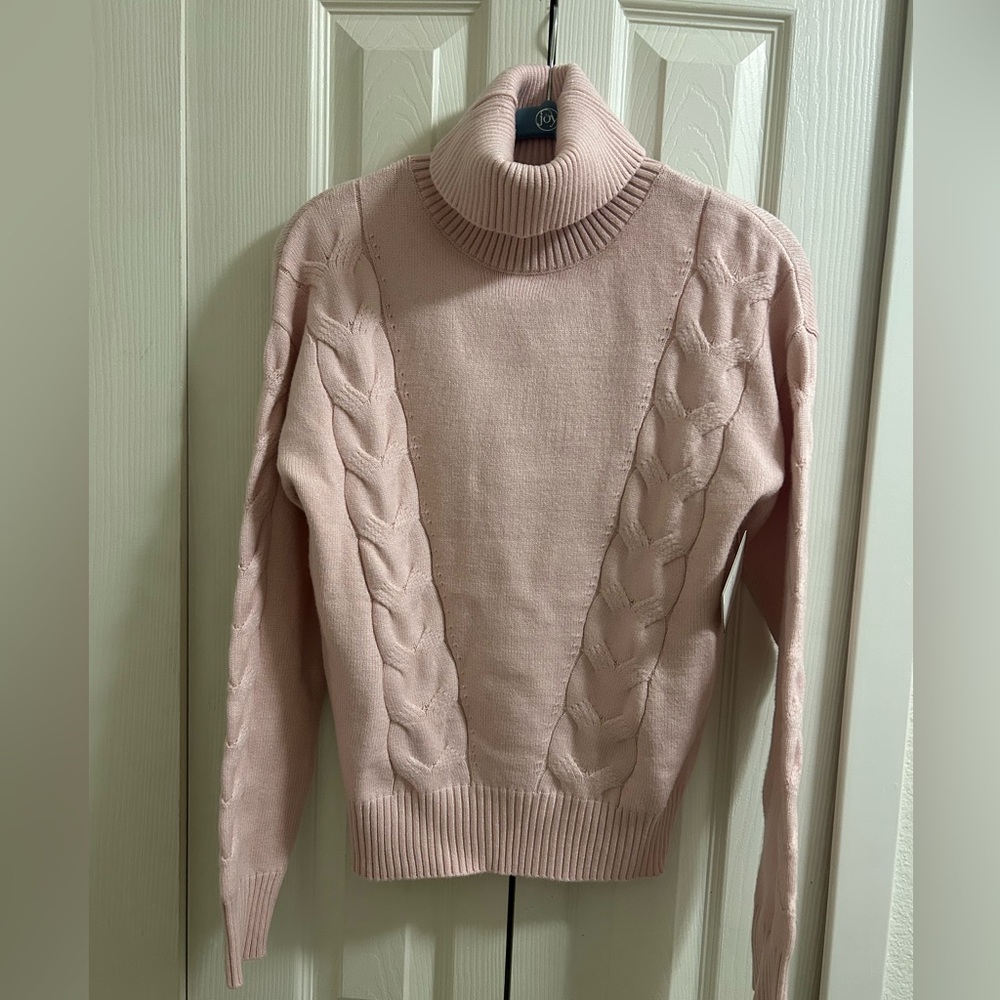 Laundry By Shelli Segal Blush Cable Knit Turtleneck Sweater